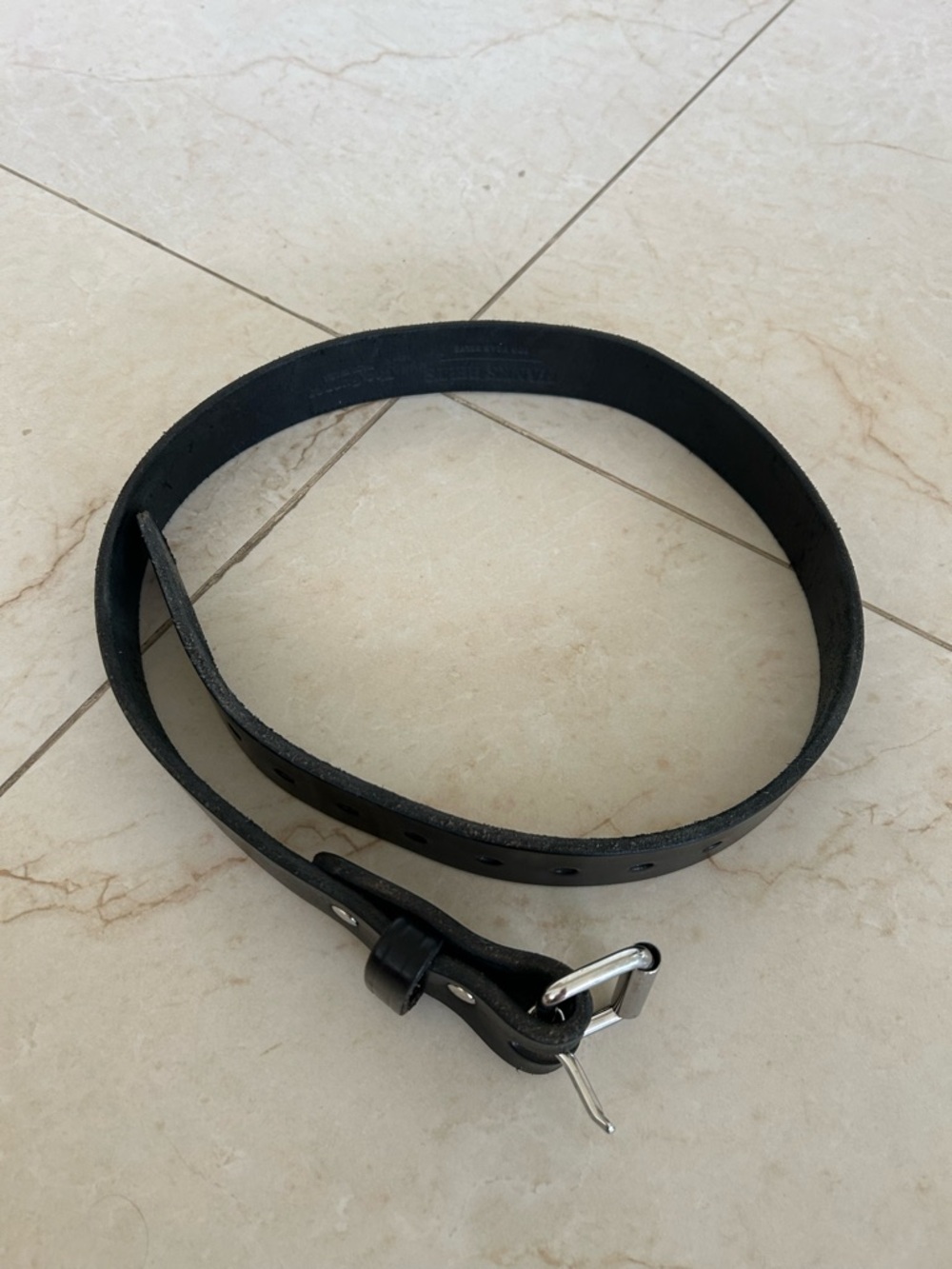 Hanks Belts 100 year The Gunner Black Leather Men's Belt w Silver Buckle size 36